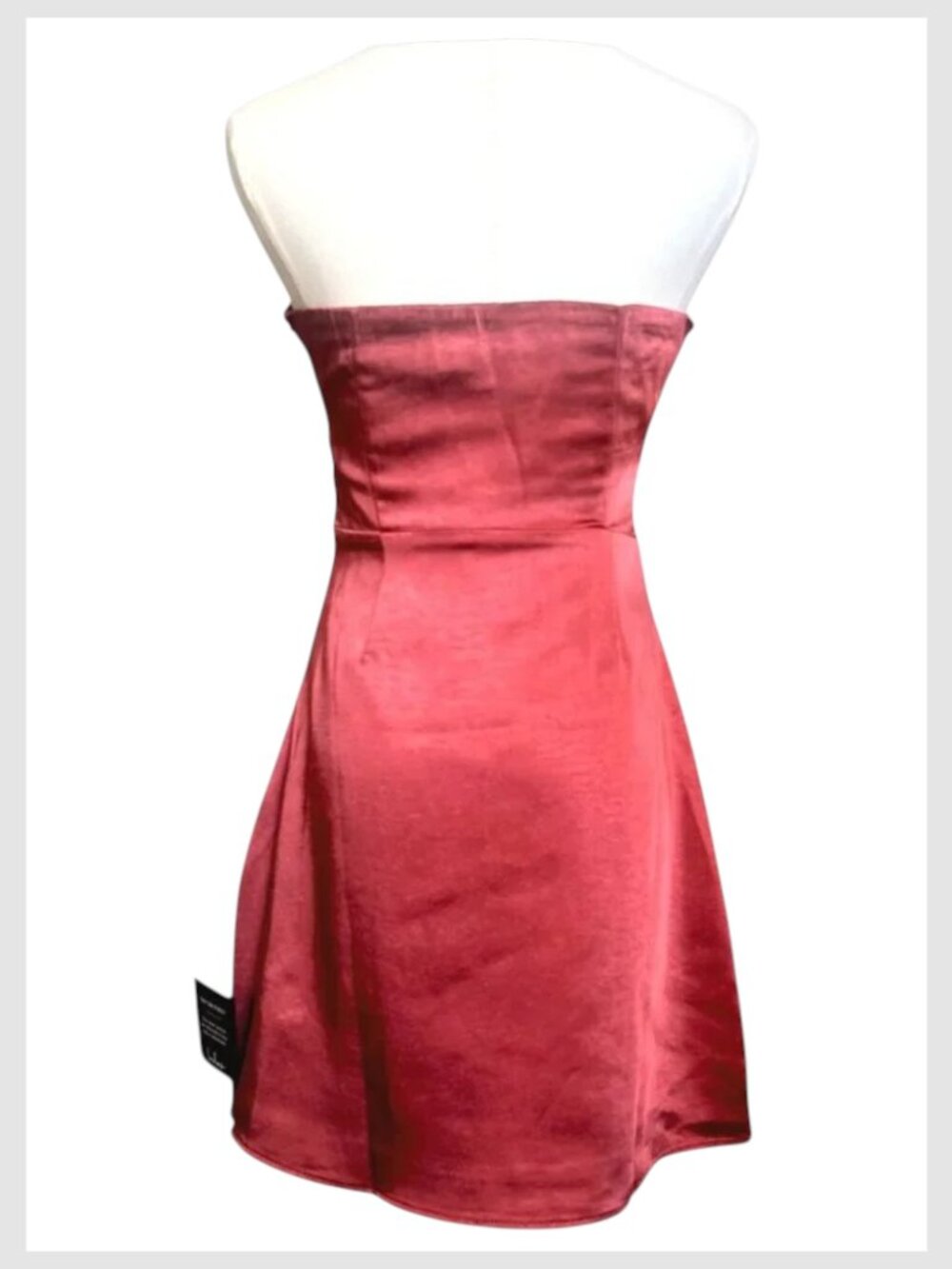 Lulu’s Strapless Satin Lace-Up Mini Dress Rusty Rose Size S - Picture 5 of 9